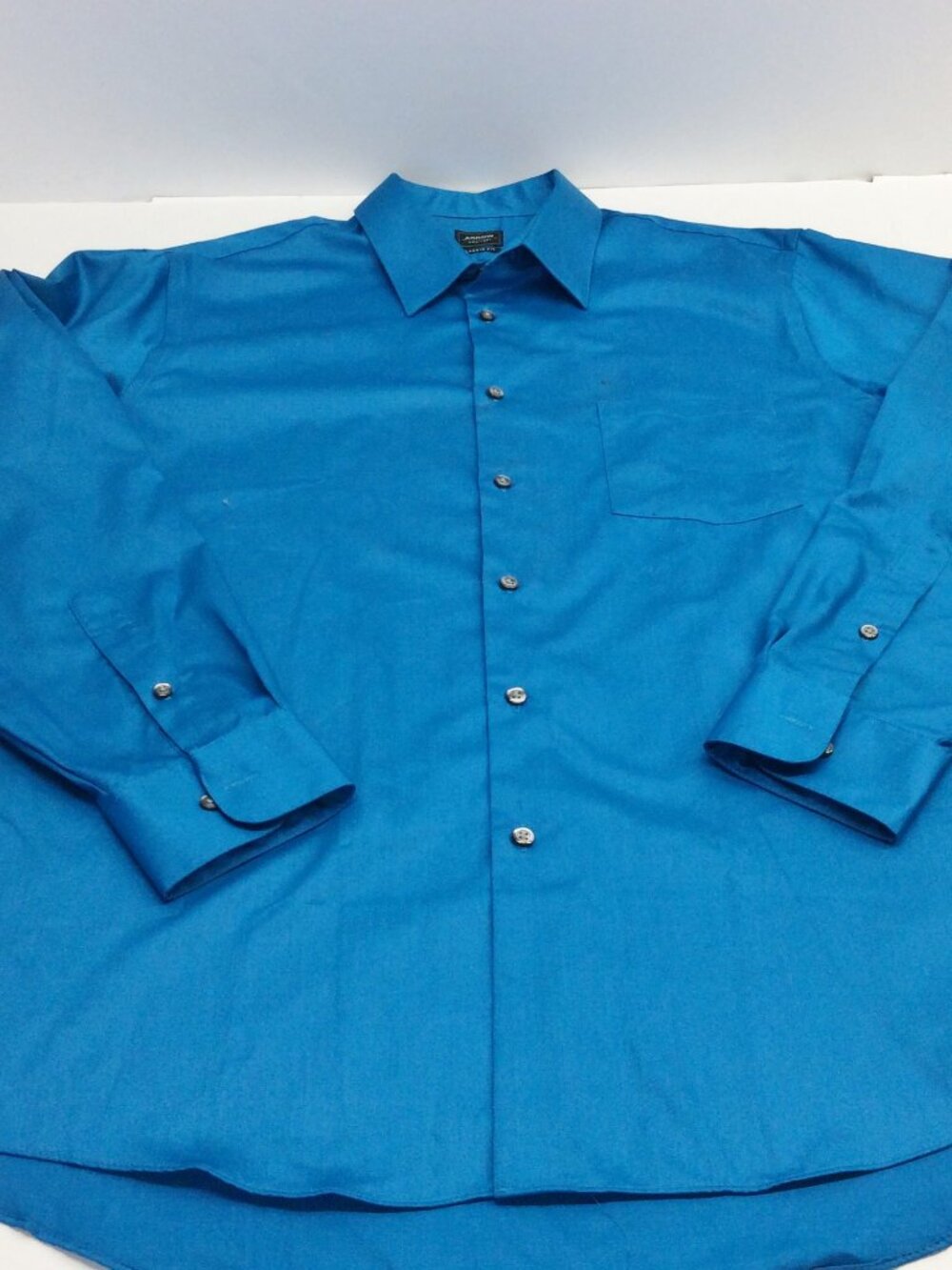 Arrow Classic Fit Dress Shirt Men 16 16.5 34/35 Blue Long Sleeve Wrinkle Free